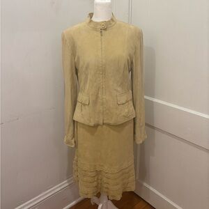 VTG 90S Yellow Suede Skirt Suit by Carlisle